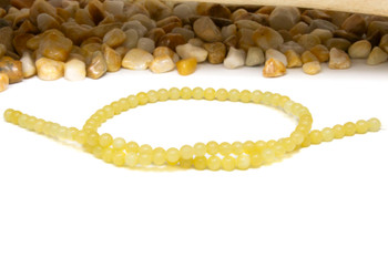 Natural Jade Polished Dyed Yellow 4mm Round