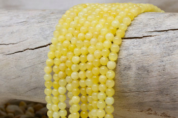 Natural Jade Polished Dyed Yellow 4mm Round