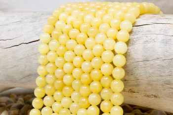 Natural Jade Polished Dyed Yellow 8mm Round