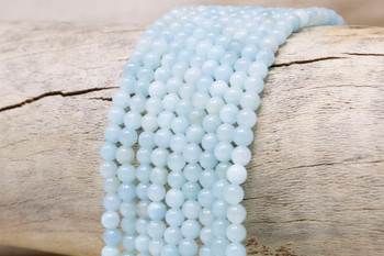 Natural Jade Polished Dyed Light Aqua 4mm Round