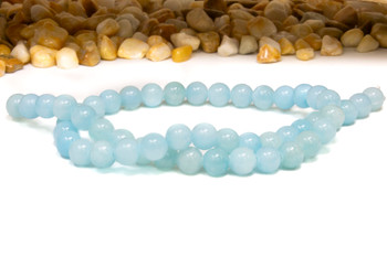 Natural Jade Polished Dyed Light Aqua 8mm Round