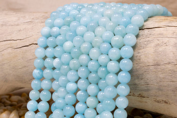 Natural Jade Polished Dyed Light Aqua 8mm Round