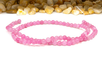 Natural Jade Polished Dyed Rose 4mm Round