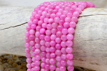 Natural Jade Polished Dyed Rose 6mm Round