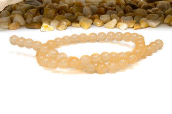 Natural Jade Polished Dyed Apricot 8mm Round