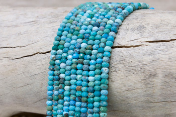 Natural Hubei Turquoise Polished 3x4mm Faceted Rondelle