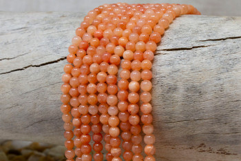 Natural Jade Polished Tangerine 4mm Round - Opaque