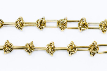 18kt Gold Plated Stainless Steel 11.5x6mm Paperclip-Knot Chain - Sold By 6 Inches