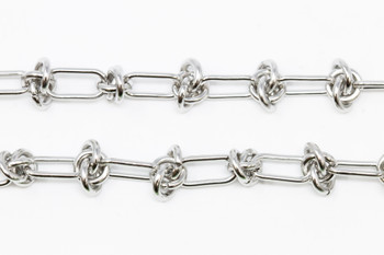 Stainless Steel 11.5x6mm Paperclip-Knot Chain - Sold By 6 Inches