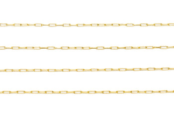 18kt Gold Plated Stainless Steel 2.5x1mm Tiny Paper Clip Chain - Sold By 6 Inches