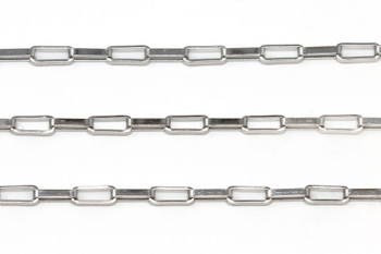 Stainless Steel 7x1.5mm Rectangle Link Chain - Sold By 6 Inches