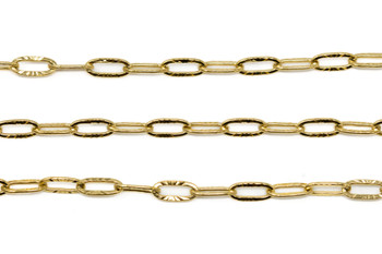 18kt Gold Plated Stainless Steel 3.5x7.5mm Textured Oval Chain - Sold By 6 Inches