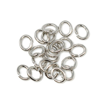 Platinum Plated 5x4mm Small Oval OPEN Jump Rings - 20 Pieces