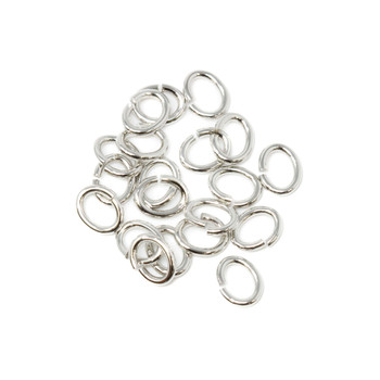 Platinum Plated 6x5mm Medium Oval OPEN Jump Rings - 20 Pieces