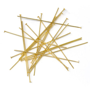 Gold Plated 50mm 22 Gauge Flat End Long Headpins - 20 Pieces