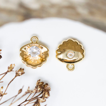 Gold Plated 11x10mm Shell with CZ Charm