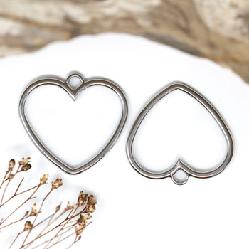 Silver Plated 28x30mm Open Heart Pendant