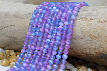 Selenite 6mm Pink Blue Round