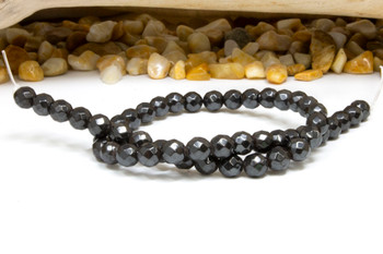 Magnetic Hematite A Grade Polished 8mm Faceted Round