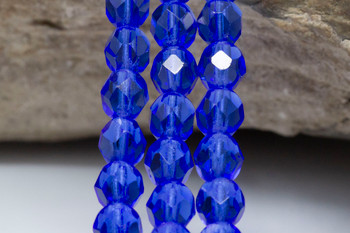 Fire Polish 6mm Faceted Round - Transparent Sapphire