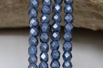 Fire Polish 4mm Faceted Round - Saturated Metallic Niagara