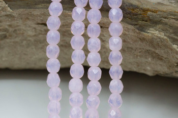 Fire Polish 4mm Faceted Round - Milky Soft Rosaline
