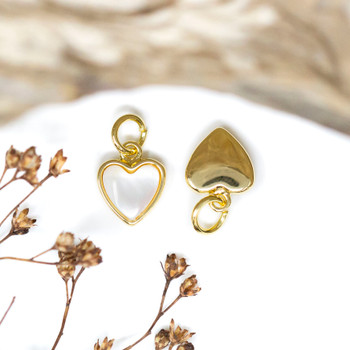White Shell Polished Gold Plated 9mm Heart Charm