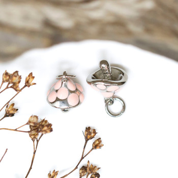 Silver Plated Enamel 10x12mm Pink Mushroom Charm