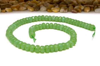 Jade Polished 5x8mm Faceted Rondelle - Dyed Light Green