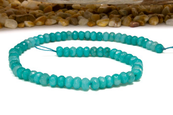 Jade Polished 5x8mm Faceted Rondelle - Dyed Turquoise
