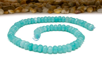 Jade Polished 5x8mm Faceted Rondelle - Dyed Light Turquoise