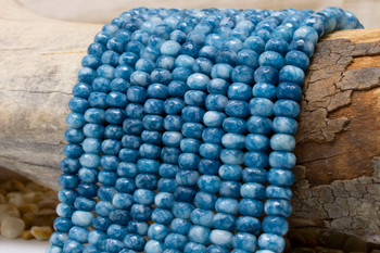 Jade Polished 5x8mm Faceted Rondelle - Dyed Blue Teal