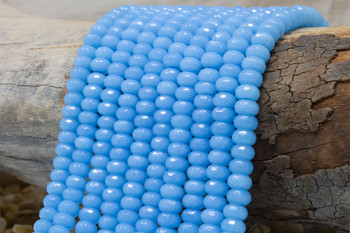 Jade Polished 5x8mm Faceted Rondelle - Dyed Sky Blue