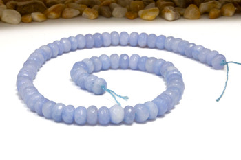 Jade Polished 5x8mm Faceted Rondelle - Dyed Light Blue