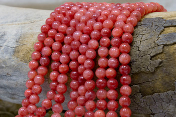 Jade Polished 6mm Round Dyed Dark Coral