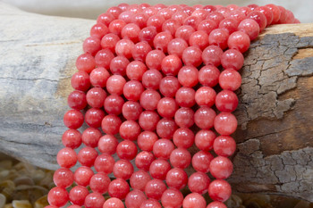 Jade Polished 8mm Round Dyed Dark Coral