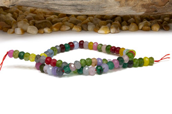 Jade Polished 5x8mm Faceted Rondelle - Dyed Multicolored