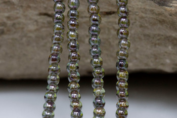 Czech Glass 3mm Round -- Transparent Green Luster