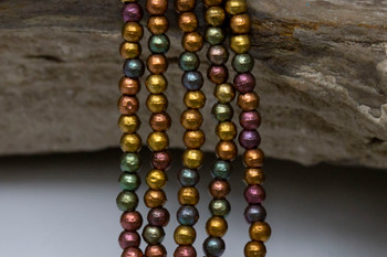 Czech Glass 2mm Round -- Matte Metallic Bronze Iris