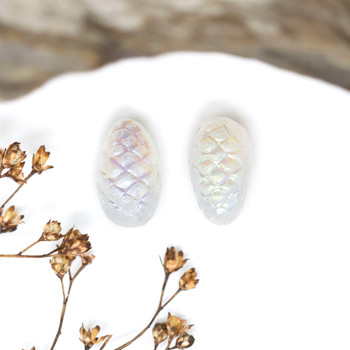 Czech Glass 13x8mm Pine Cone - Rainbow Mix