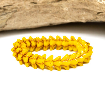 Czech Glass 6x9mm 5 Point Bell Flower Beads - Yolk Yellow with Dark Bronze Wash
