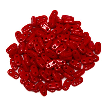 CzechMates® 2 Hole Bar Beads -- Opaque Red