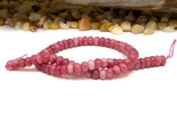 Jade Polished 5x8mm Smooth Rondelle - Dyed Dusty Pink