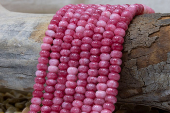 Jade Polished 5x8mm Smooth Rondelle - Dyed Dusty Pink