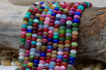 Jade Polished 5x8mm Smooth Rondelle - Dyed Multicolored
