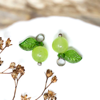 Lampwork Glass Bead 6x13mm Jade Fruit