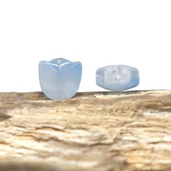 Lampwork Glass Bead 9mm Blue Tulip Flower