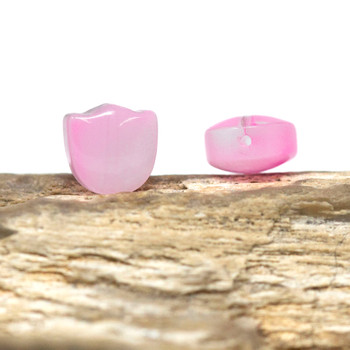 Lampwork Glass Bead 9mm Pink Tulip Flower