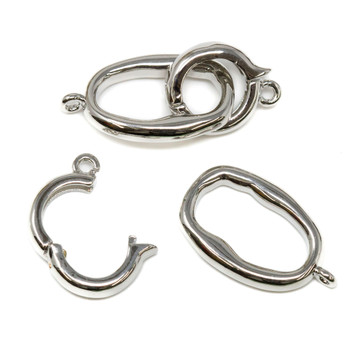 Silver Plated 31mm Fold Over Oval Clasp