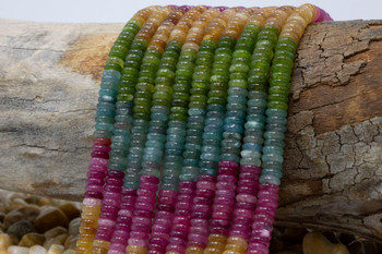 Jade Polished 2x6mm Tourmaline Color Rondelle